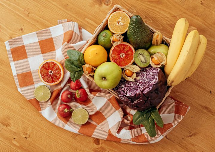 An assortment of colorful, antioxidant rich fruits and vegetables