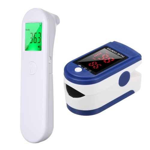 UX-A-02 Non Contact IR Infrared Thermometer + Fast Rapid Reading Finger Pulse Oximeter