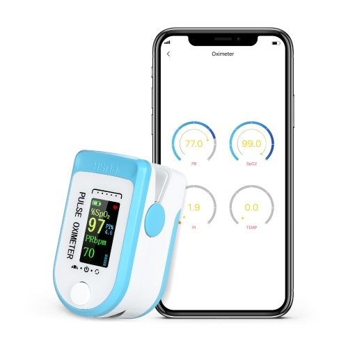Wireless Fingertip Pulse Oximeter APP Data Storage 8s Auto-off Alarm Function Blood Oxygen Saturation & Heart Rate Detection