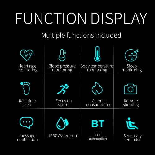 T10 Intelligent Bracelet Color Screen Body Temperature Monitor IP67 Waterproof Sport Tracker Fitness Bracelet (Red)