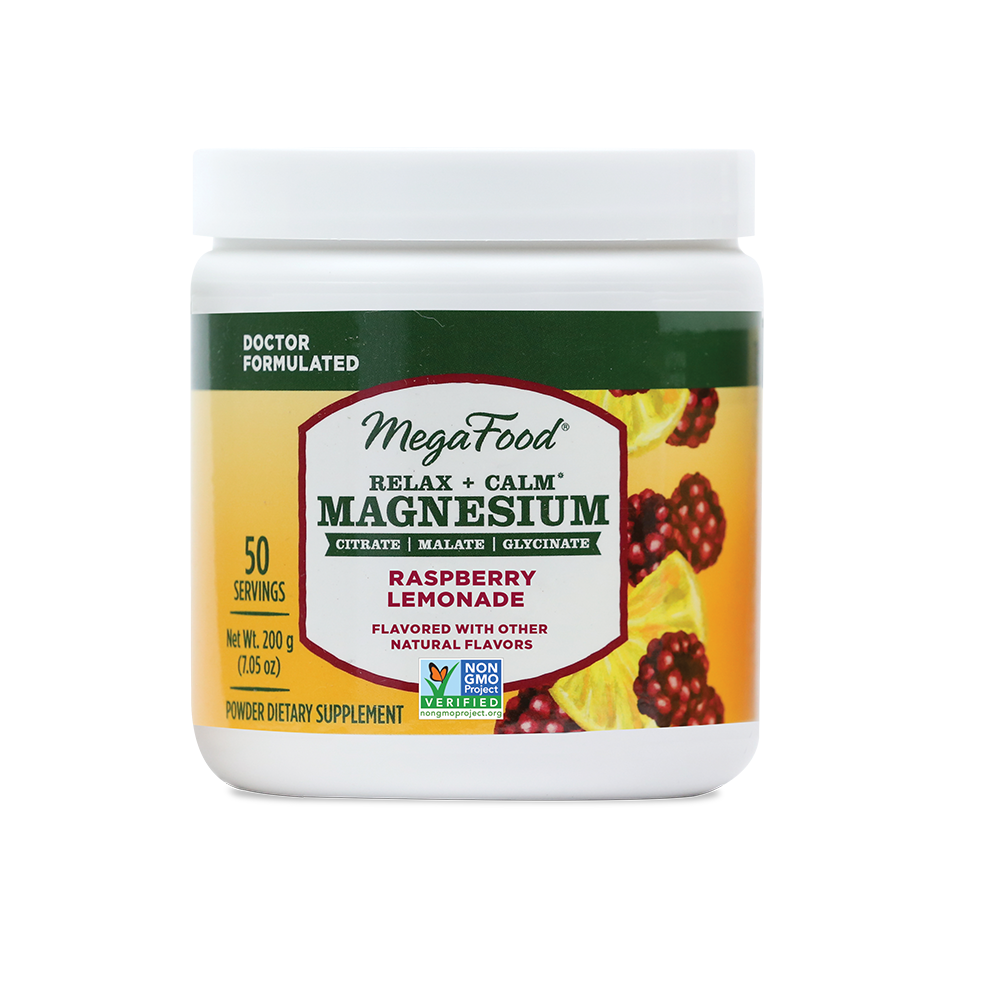 Megafood Relax + Calm* Magnesium Powder - Raspberry Lemonade Flavor Mineral Supplement
