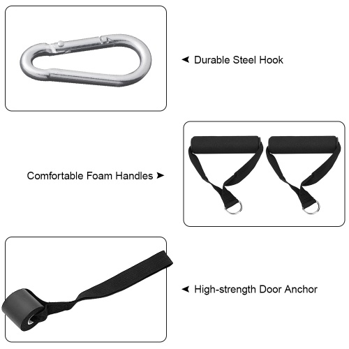 5pcs Exercise Set Workout Handles Door Anchor Carabiner Hooks for Exercise Resistance Bands Cable Machines