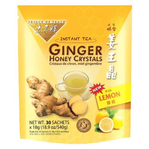 Prince Of Peace Ginger Honey Crystals with Lemon Sachets - 10 Count