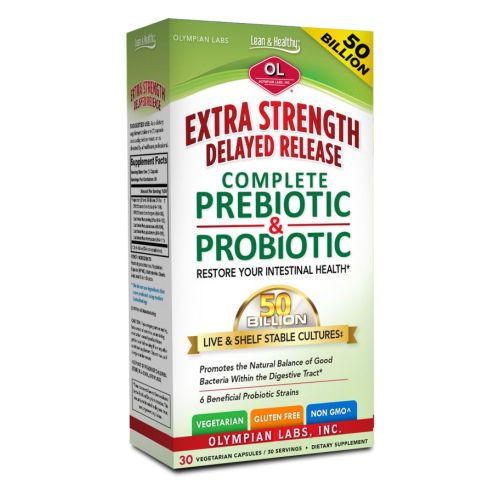 Extra Strength Complete Prebiotic & Probiotic 30 Veg Caps by Olympian Labs