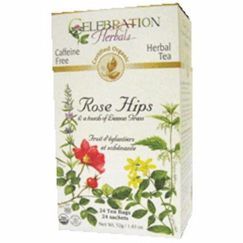 Organic Rose Hips with Lemongrass Tea 24 Bags by Celebration Herbals