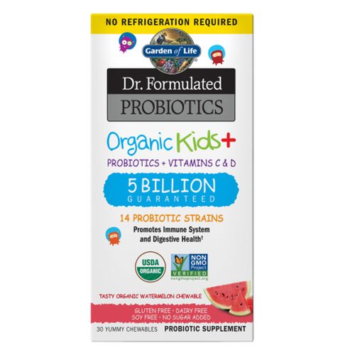 Dr. Formulated Probiotics Organic Kids + 5 Billion CFU Watermelon  30 Chewable Tabs by Garden of Life